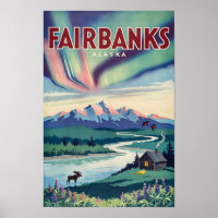 Fairbanks Alaska Nordlicht-Illustration