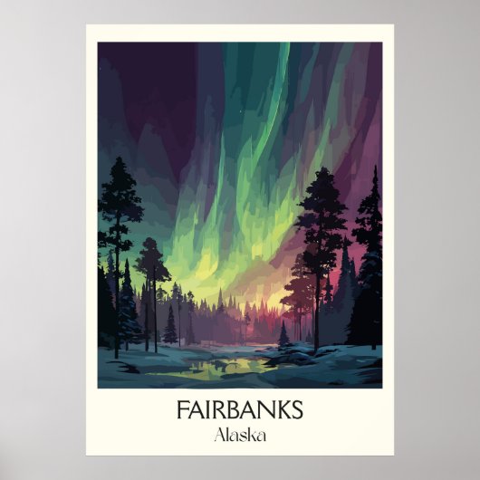 Fairbanks Alaska Northern Lights Aurora Poster (Vorne)