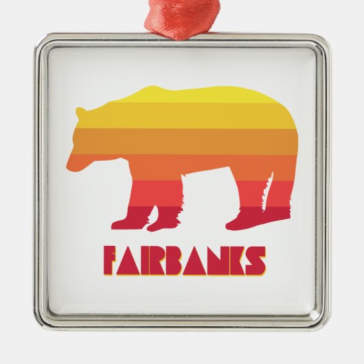 Fairbanks Alaska Rainbow Bear Ornament Aus Metall (Vorne)