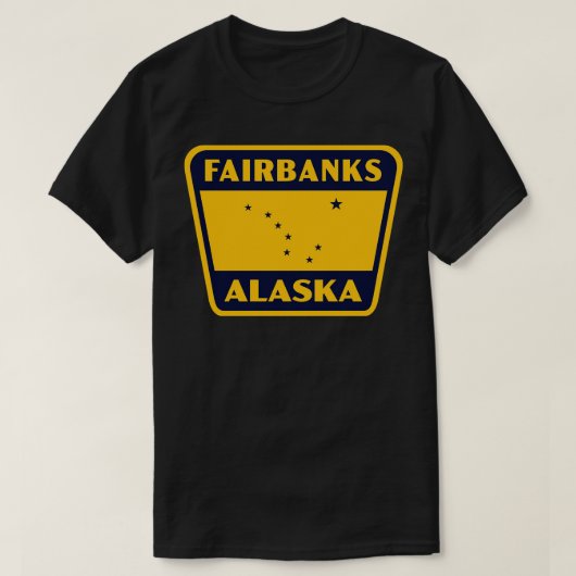 Fairbanks Alaska Retro Abzeichen Blue T-Shirt (Design vorne)
