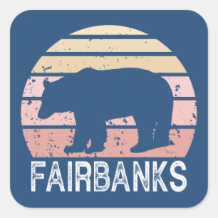 Fairbanks Alaska Retro Bär Quadratischer Aufkleber
