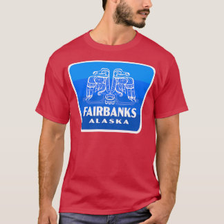 Fairbanks Alaska Retro Bird Abzeichen Blue T-Shirt