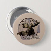 Fairbanks Alaska rustikale Elch-Taste Button (Vorne & Hinten)