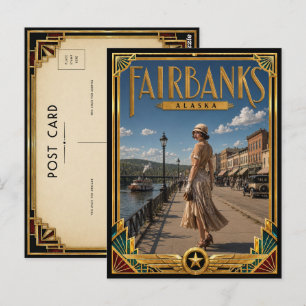 Fairbanks Alaska Vintage Art Deco Golden Age Postkarte