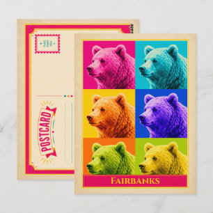 Fairbanks Postkarte Alaska Grizzly Bär Vintage