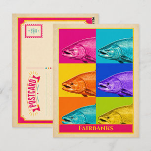 Fairbanks Postkarte Alaska Lachs Vintage