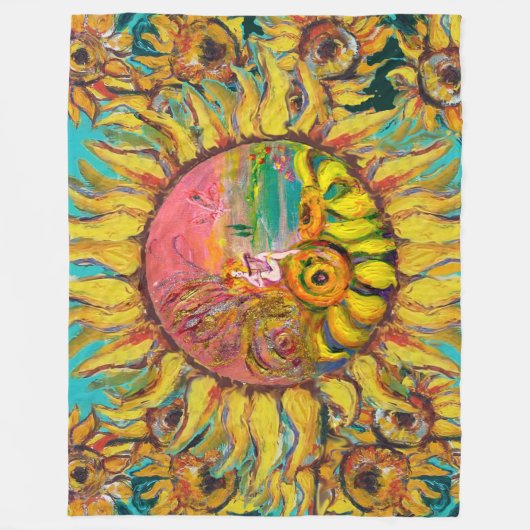 FAIRE DER SONNENBLUMEN SPIELEN LYRA Fantasy Fantas Fleecedecke (Vorderseite)