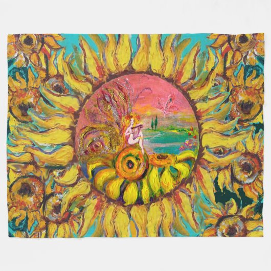 FAIRE DER SONNENBLUMEN SPIELEN LYRA Fantasy Fantas Fleecedecke (Vorderseite (Horizontal))