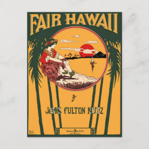Faire Hawaii Vintage Notenblatt-Cover Postkarte