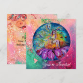 FAIRE IN DEN NACHT Pink-blau-gelben Glitzern Einladung (Vorne/Hinten)