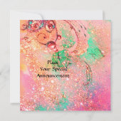 FAIRE IN DEN NACHT Pink-blau-gelben Glitzern Einladung (Rückseite)