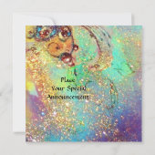 FAIRE IN DER NACHT, pinkfarbenblau-rote Glitzern Einladung (Rückseite)