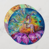 FAIRE IN DER NACHT, pinkfarbenblau-rote Glitzern Einladung (Vorne/Hinten)