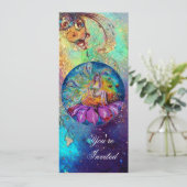 FAIRE IN DER NACHT, pinkfarbenblau-rote Glitzern Einladung (Stehend Vorderseite)