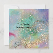 FAIRE IN DER NACHT, pinkfarbenblau-rote Glitzern Einladung (Rückseite)