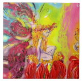 FAIRE OF DAWN MIT ROTEN BLUME Fantasy Fliese (Vorderseite)