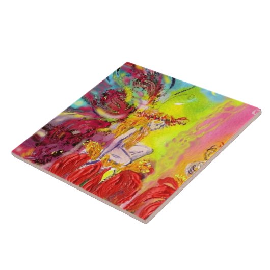 FAIRE OF DAWN MIT ROTEN BLUME Fantasy Fliese (Seite)