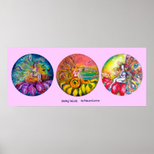 FAIRE TALES gelb pinkblau grün Poster