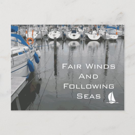 Fairer Wind und folgende Seebrache Viel Glück Postkarte (Vorderseite)