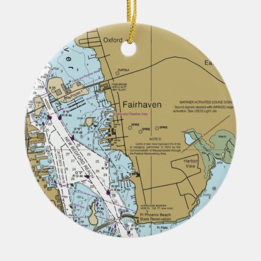 Fairhaven MA Nautical Chart Keramik Ornament (Vorne)