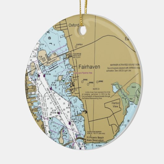 Fairhaven MA Nautical Chart Keramik Ornament (Links)