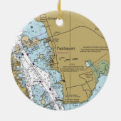 Fairhaven MA Nautical Chart Keramik Ornament (Hinten)