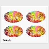 FAIRIEN DAWN, farbenfrohe Fantasie Ovaler Aufkleber (Blatt)