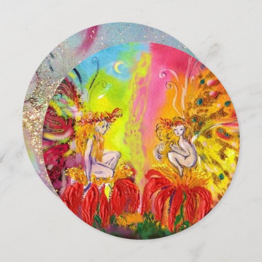 FAIRIEN DAWN, Zauberblaue Glitzern Einladung (Vorne/Hinten)