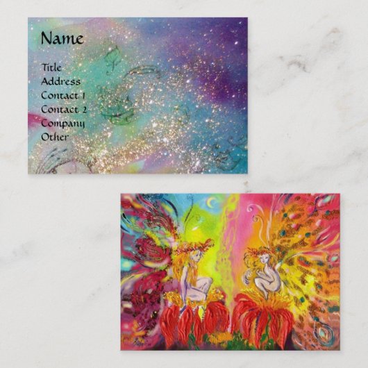 FAIRIEN VON SCHWANKEN / MAGISCHEN GLITZERN IN BLAU VISITENKARTE (Vorne/Hinten)