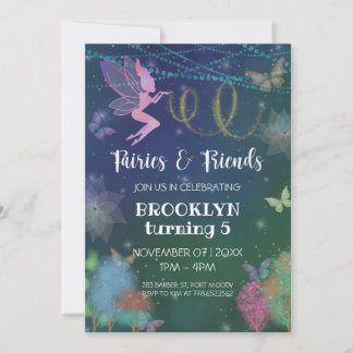 Fairies and Friends Butterfly Glitzer Geburtstag Einladung