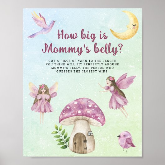 Fairies baby shower How big is mommy's belly game  Poster (Vorne)
