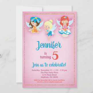 Fairies Birthday Invitation - Girls Fairy Party Einladung