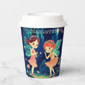 Fairies, die im bezauberten Waldnamen spielen Pappbecher (Rückseite)