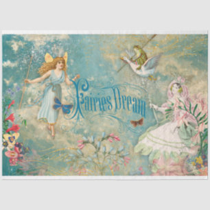 Fairies Dream Enchanted Blue Sky Wolken Decoupage Seidenpapier
