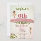 Fairies Girls Age Dark Hair Green Niedliche Geburt Einladung (Vorderseite)