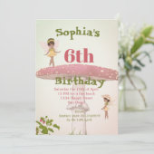 Fairies Girls Age Dark Hair Green Niedliche Geburt Einladung (Stehend Vorderseite)