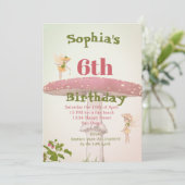 Fairies Girls Age Niedlich Green Geburtstag Einladung (Stehend Vorderseite)