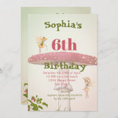 Fairies Girls Age Niedlich Green Geburtstag Einladung (Vorne/Hinten)