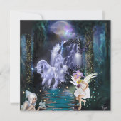 Fairies mit Unicorns Fantasy Flat Card (Vorderseite)