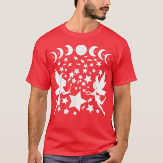 Fairies Moon Phases Stars Silhouette Fantasie T-Shirt