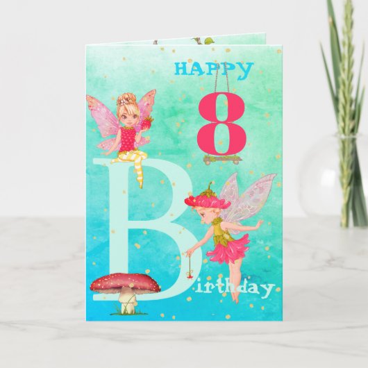 Fairies Mushroom Fantasy Niedlich Blue Gold Age Ca Karte (Vorderseite)