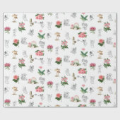 Fairies Pink Floral & Mushroom Faible Muster Geschenkpapier (Flach)
