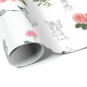Fairies Pink Floral & Mushroom Faible Muster Geschenkpapier (Rolleneckpunkt)