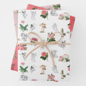 Fairies Pink Floral & Mushroom Faible Muster Geschenkpapier Set (Beispiel)