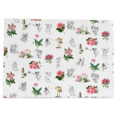 Fairies Pink Floral & Mushroom Faible Muster Große Geschenktüte (Rückseite)