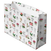 Fairies Pink Floral & Mushroom Faible Muster Große Geschenktüte (Rückseite Schrägansicht)