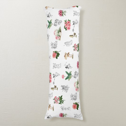 Fairies Pink Floral & Mushroom Faible Muster Seitenschläferkissen (Vorderseite Vertikal)