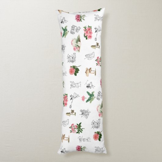 Fairies Pink Floral & Mushroom Faible Muster Seitenschläferkissen (Rückseite (Vertikal))