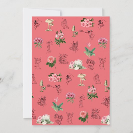 Fairies Pink Floral Mushroom Fairy Castle Birthday Einladung (Rückseite)