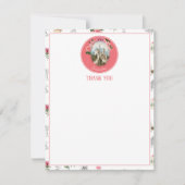 Fairies Pink Floral Mushroom Fairy Castle Monogram Dankeskarte (Vorderseite)